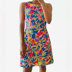 J. Crew Factory Blue Pink and Orange Sleeveless Mini Dress